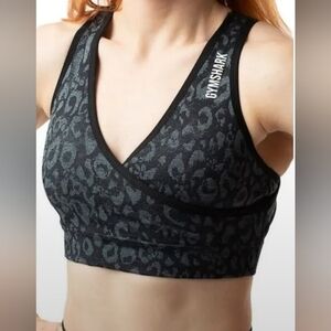 Gymshark Charcoal Adapt Leopard Print Crossback Activewear Yoga Sports Bra M